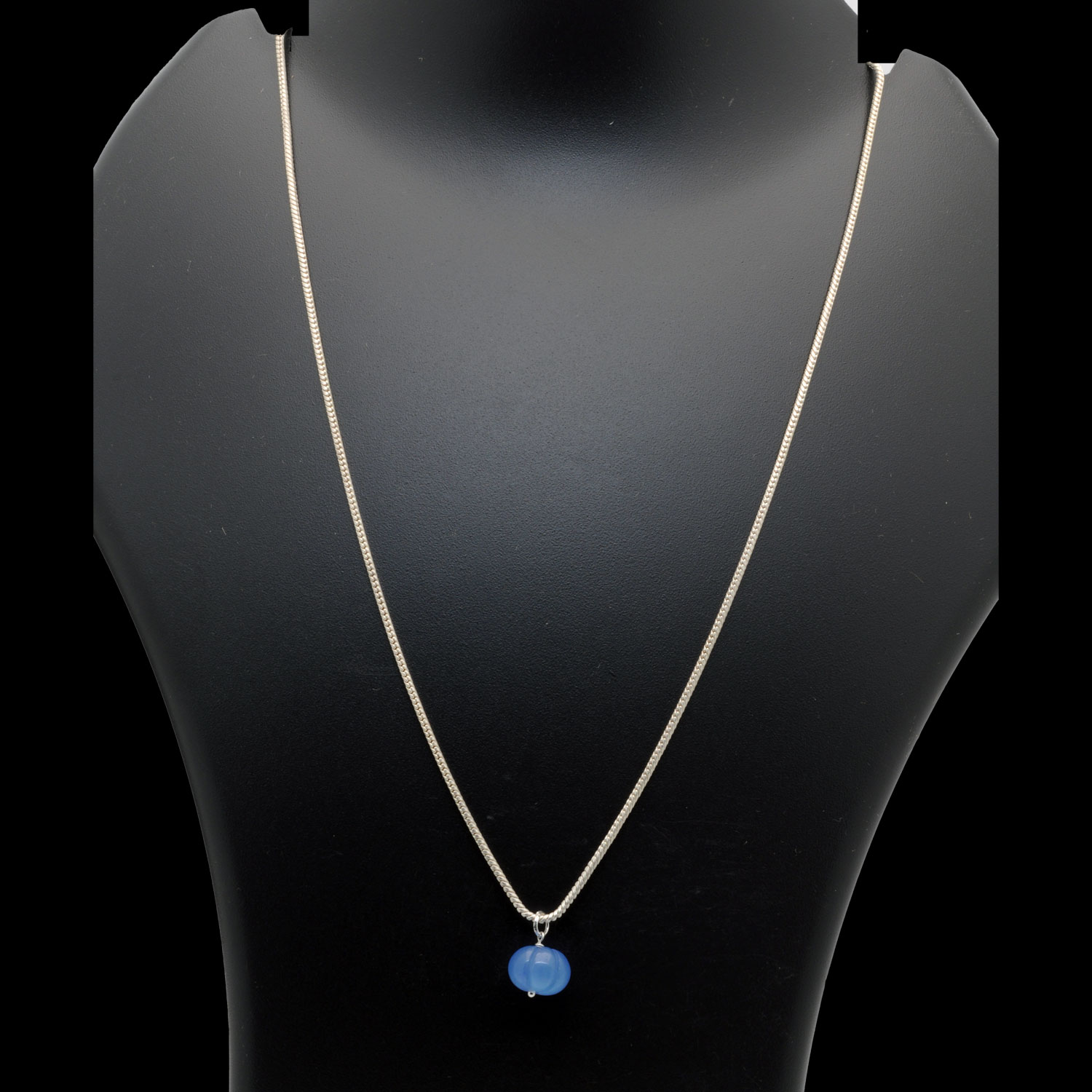Gehna Jaipur Blue Sapphire Gemstone Pumpkin Bead Attached With Silver Chain  For Girls & Women BP-1016