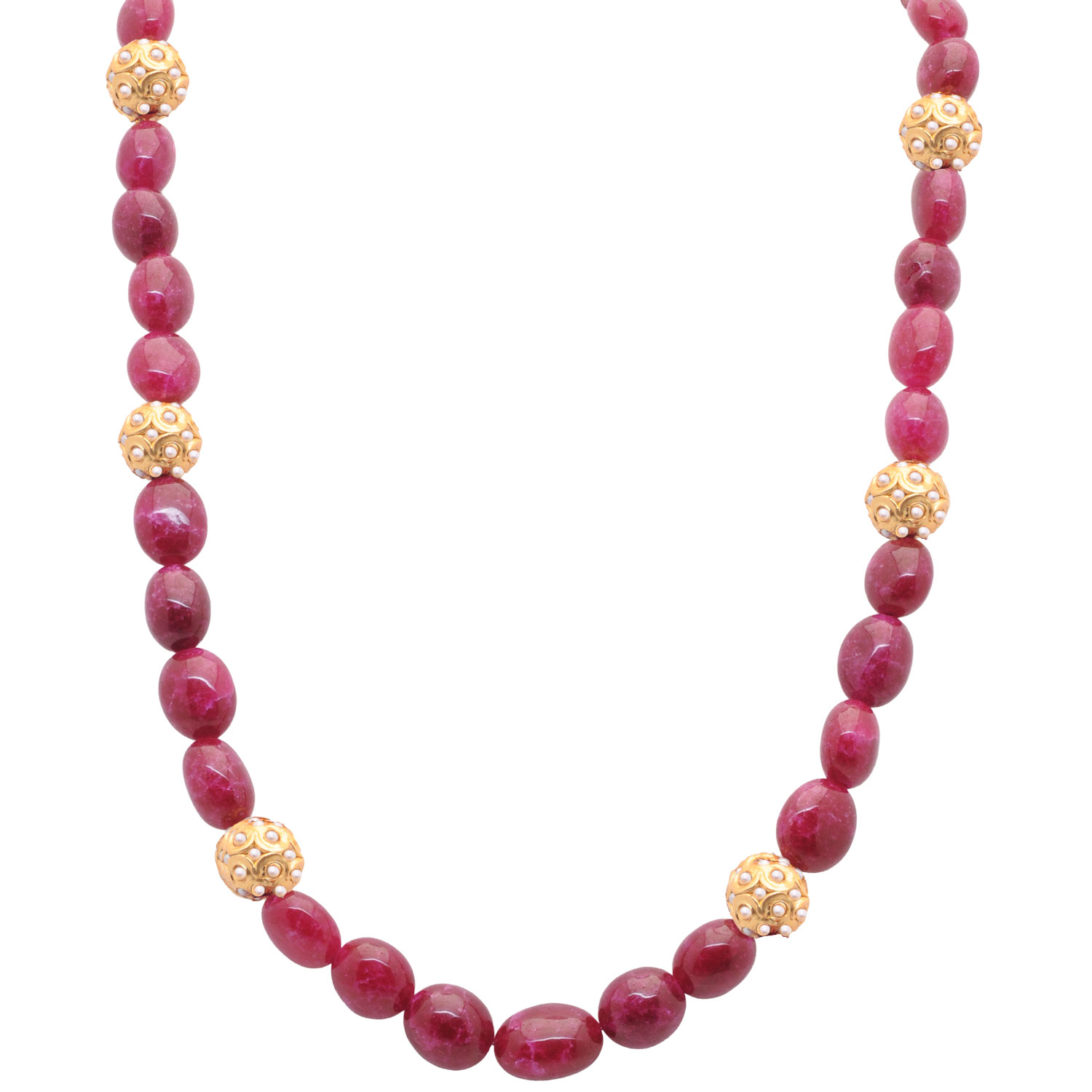 Gehna Jaipur Necklace of Pearl Jadau Balls With Ruby Beads For Girls & Women LN01-1134