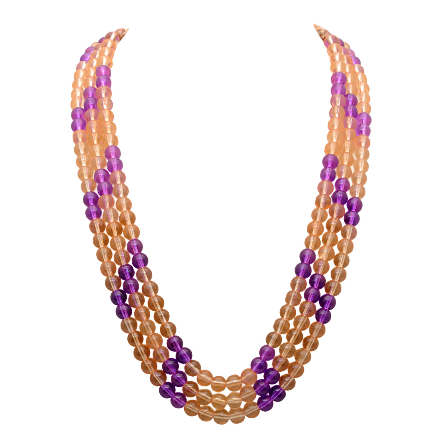 Gehna Jaipur 3 Rows Amethyst & Citrine Beads Necklace For Girls & Women CN-1178