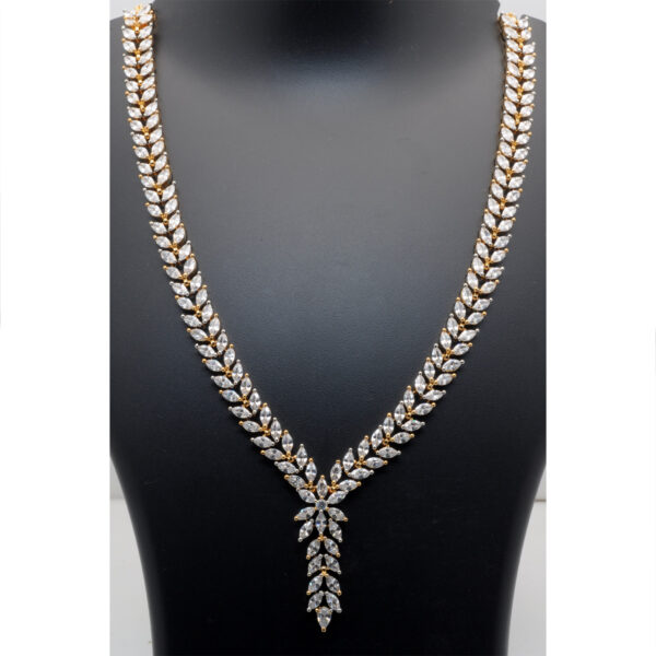 Cubic Zirconia Marquise Studded Party Wear Necklace & Earring Set