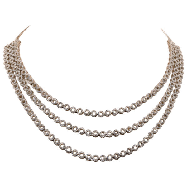 Three Layer C.Z Studded Beautiful Wedding Wear Necklace & Earring Set