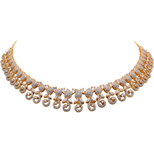 Cubic Zirconia Studded Beautiful Party Wear Neckalce & Earring Set