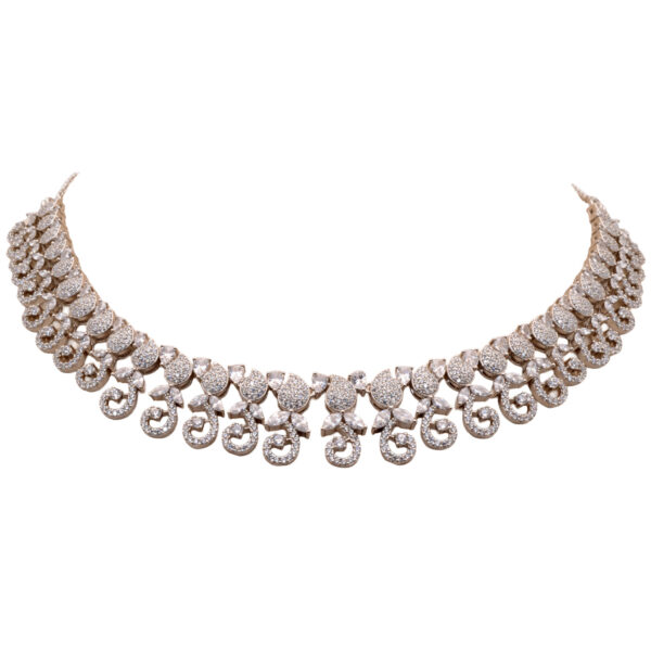 Cubic Zirconia Studded Party Wear Necklace & Earring Set