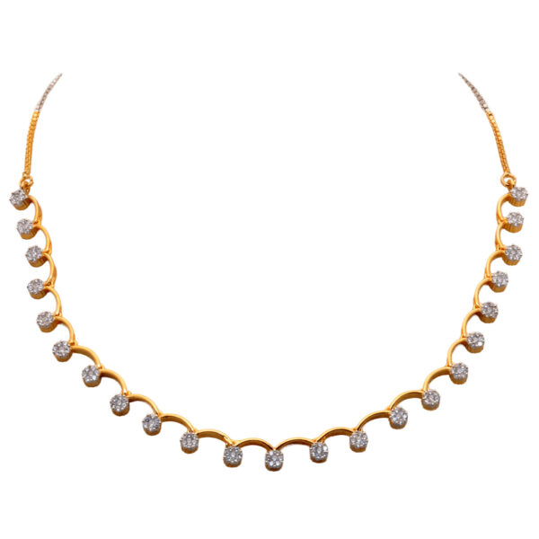 Human Chain Style Cubic Zirconia Studded Necklace & Earring Set