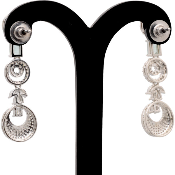 Cubic Zirconia & Acquamarine Color Stone Studded Necklace & Earring Set