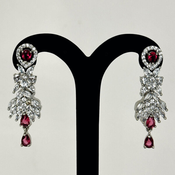 Cubic Zirconia & Tourmaline Studded Party Wear Necklace & Earring Set