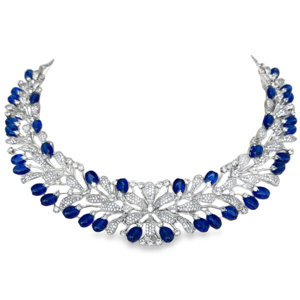 Cubic Zirconia & Kyanite Color Stone Studded Necklace & Earring Set