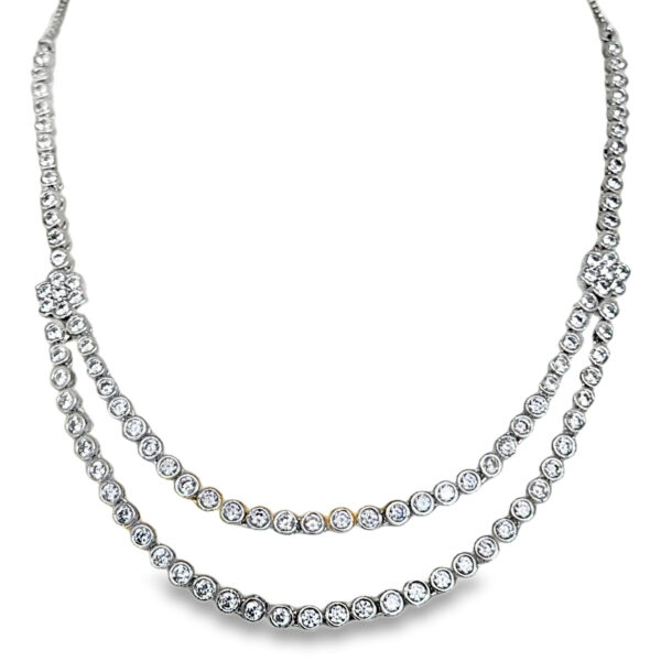 2 Line Cubic Zirconia Studded Party Wear Necklace & Earring Set