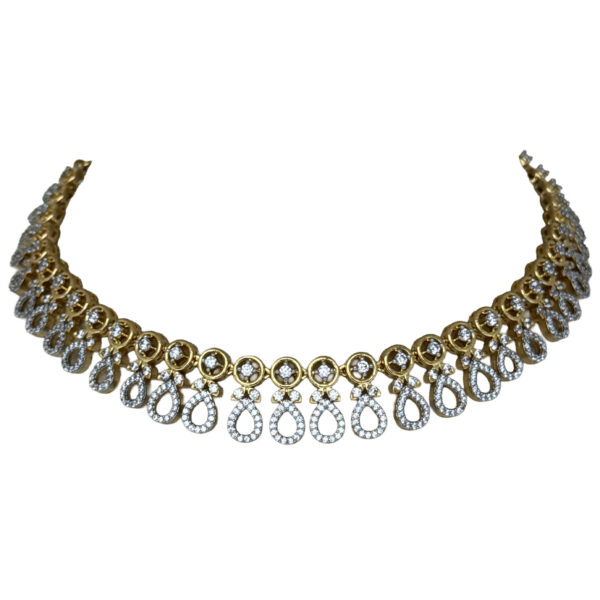 Cubic Zirconia Studded Elegant Party Wear Necklace & Earring Set