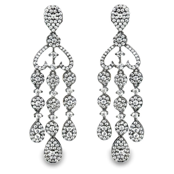 C.Z Studded Elegant Necklace & Earring Set Black Rhodium Plating