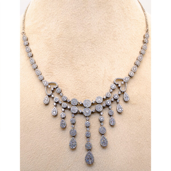 C.Z Studded Elegant Necklace & Earring Set Black Rhodium Plating