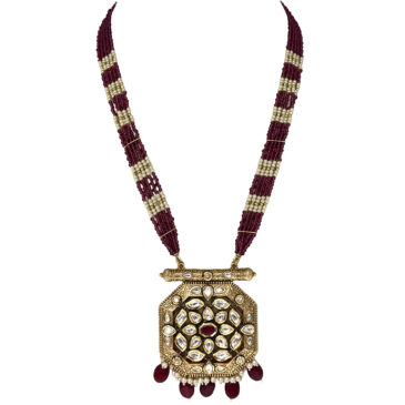 Mossanite Polki & Ruby Studded Traditional Wedding Wear Necklace Set