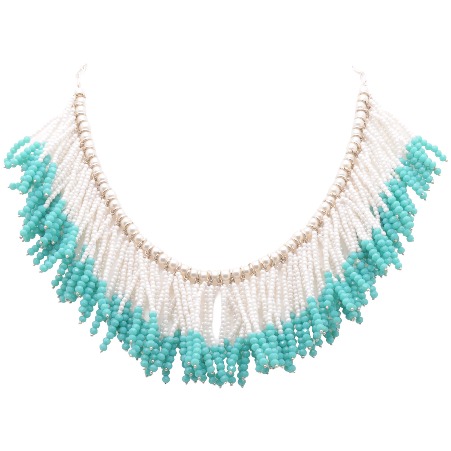 Gehna Jaipur Handmade Turquoise Color Faceted Bead & Pearl Necklace For Girls & Women FN-1285