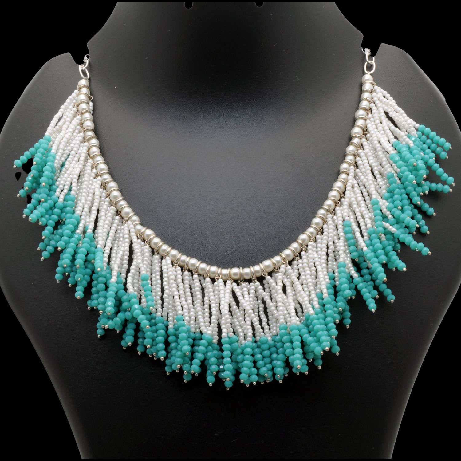 Gehna Jaipur Handmade Turquoise Color Faceted Bead & Pearl Necklace For Girls & Women FN-1285