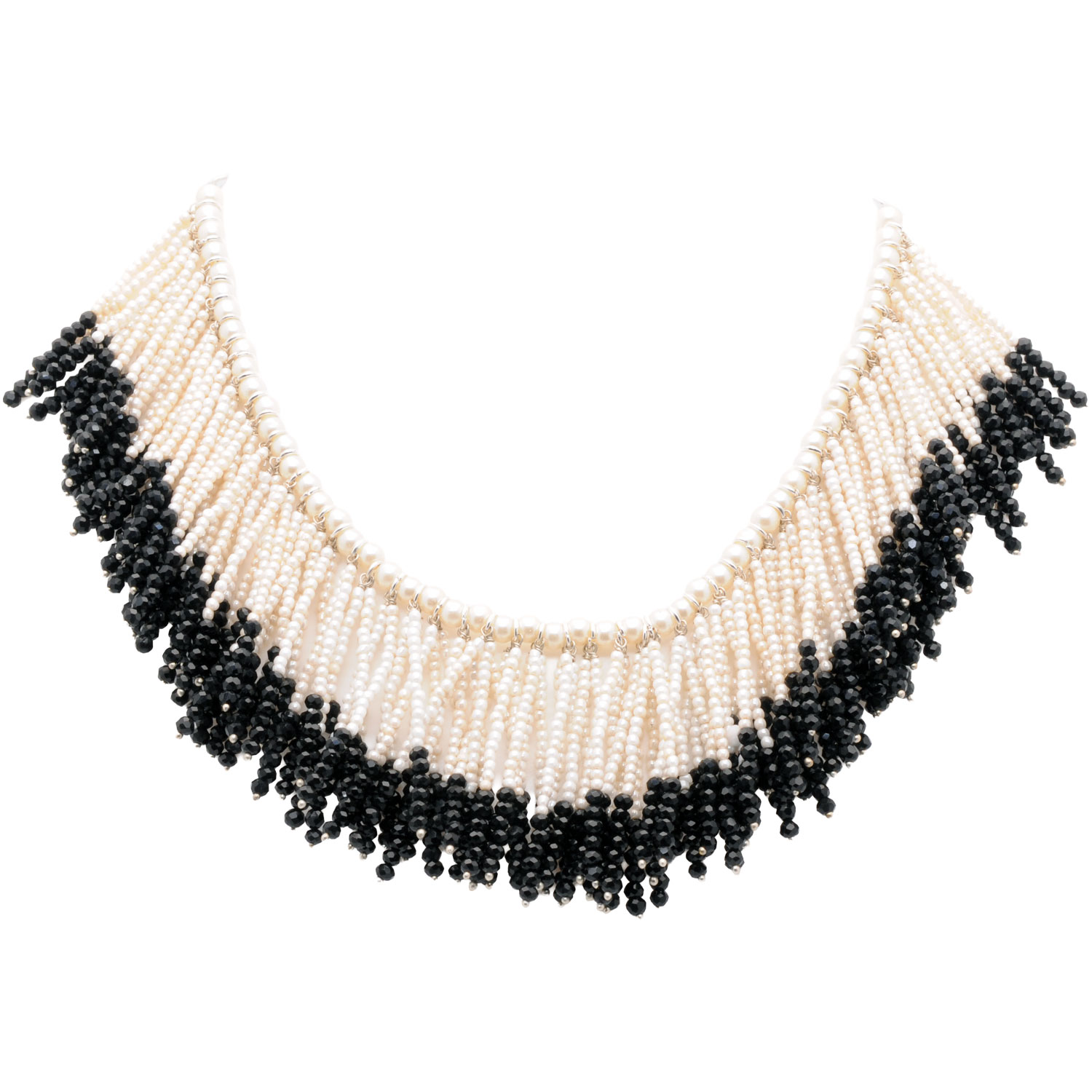Gehna Jaipur Handmade Black Spinel Color Faceted Bead & Pearl Necklace For Girls & Women FN-1286