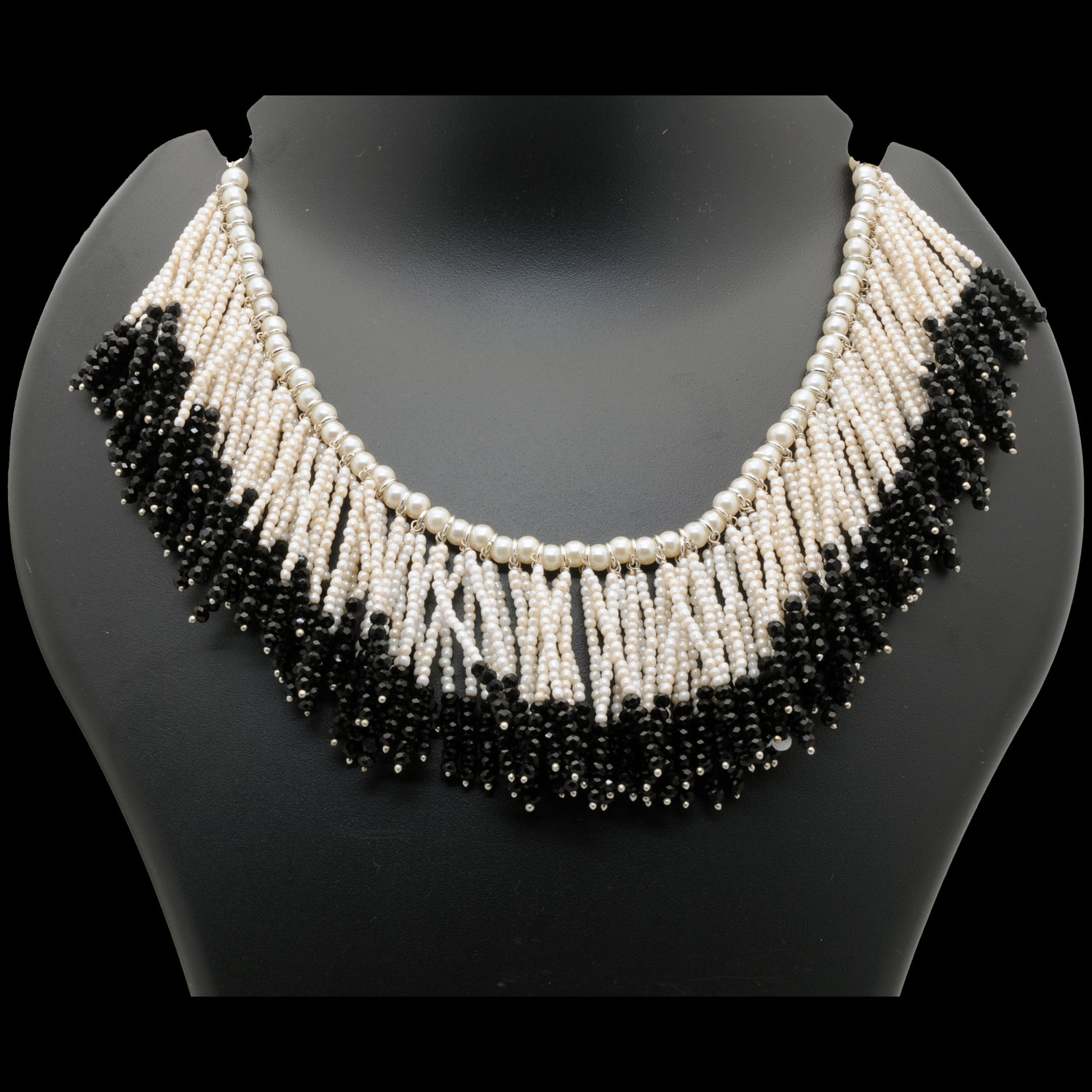 Gehna Jaipur Handmade Black Spinel Color Faceted Bead & Pearl Necklace For Girls & Women FN-1286