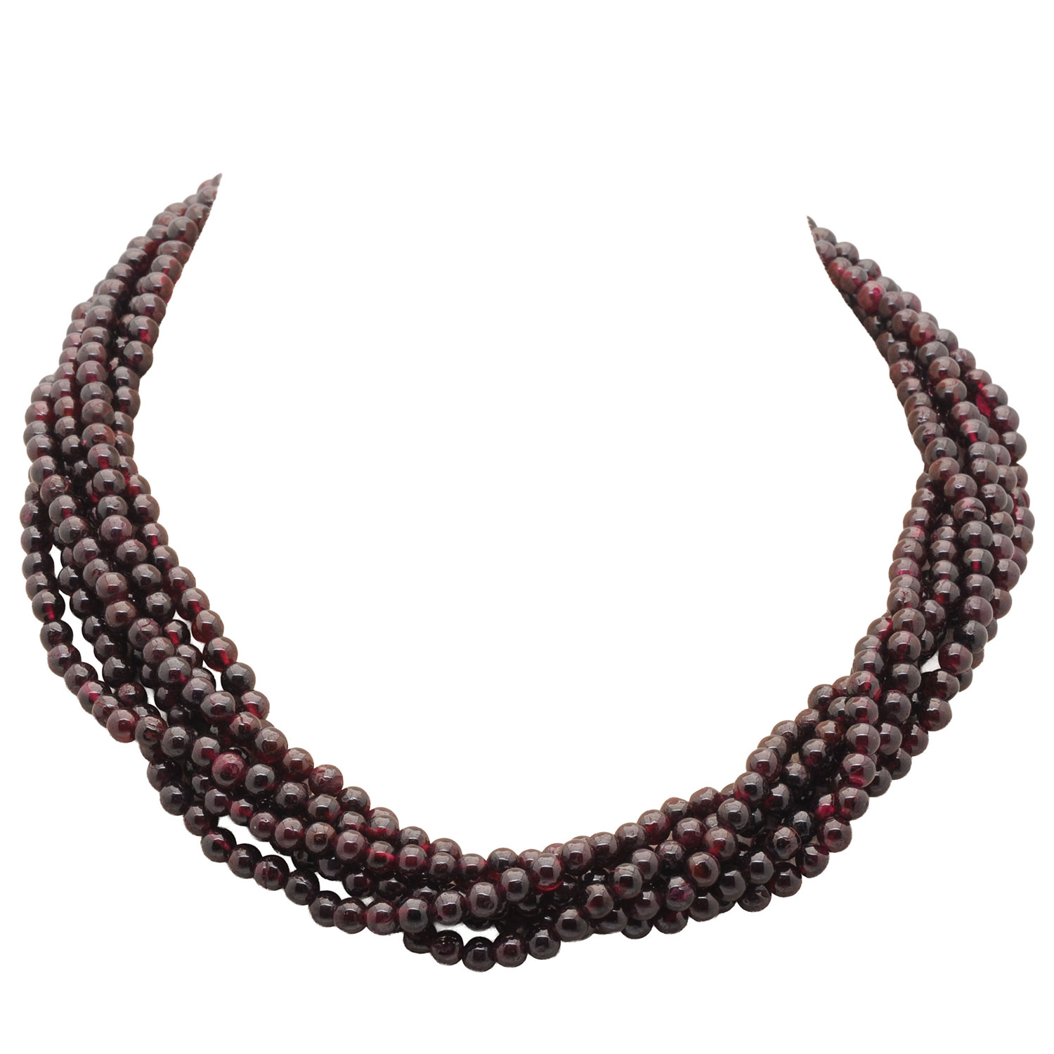 Gehna Jaipur Natural Genuine Red Garnet Gemstone 6 Layer Necklace & Earring Set For Girls & Women NS-1827
