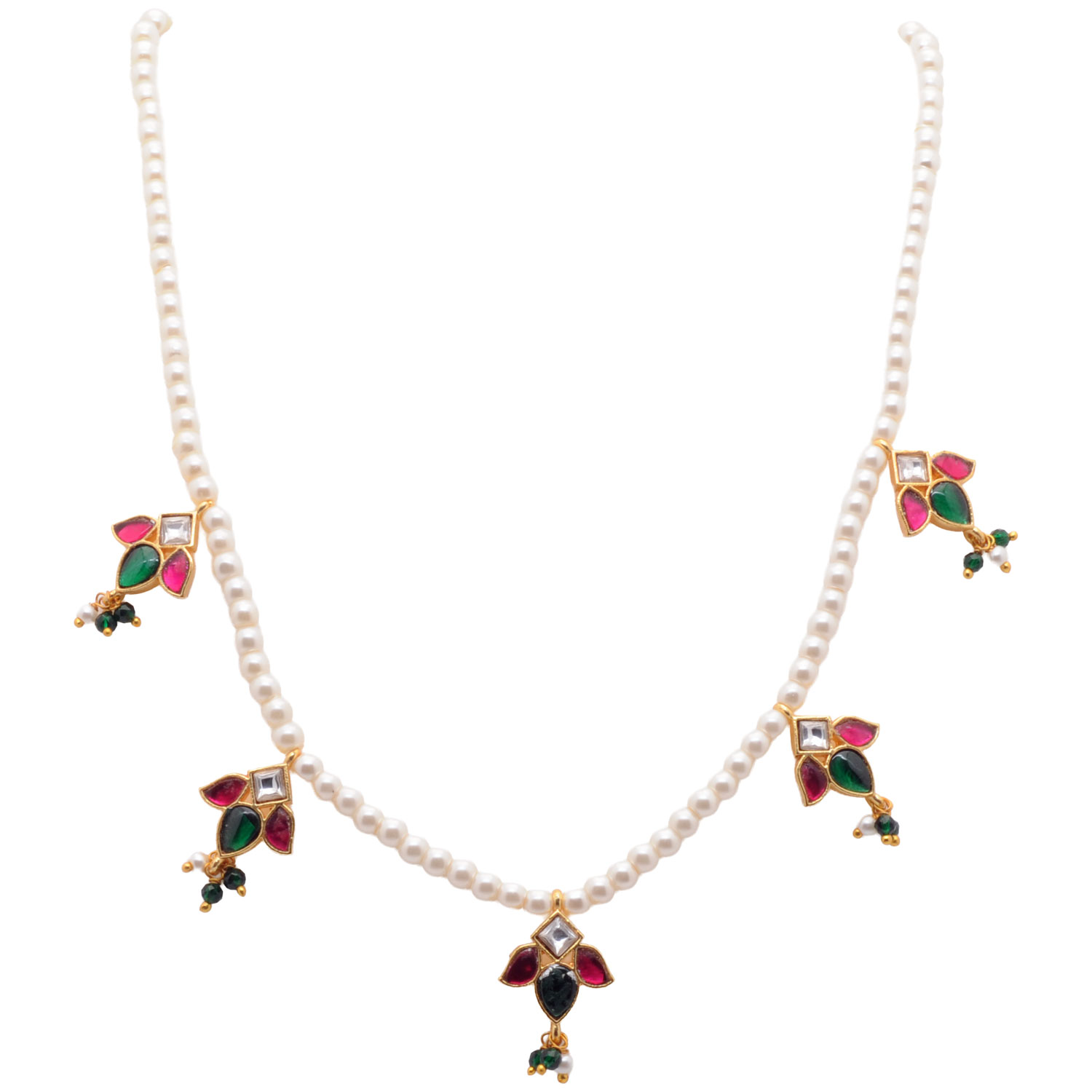 Gehna Jaipur Gold Plated Kundan Studed Beaded Necklace For Girls & Women NM-1190