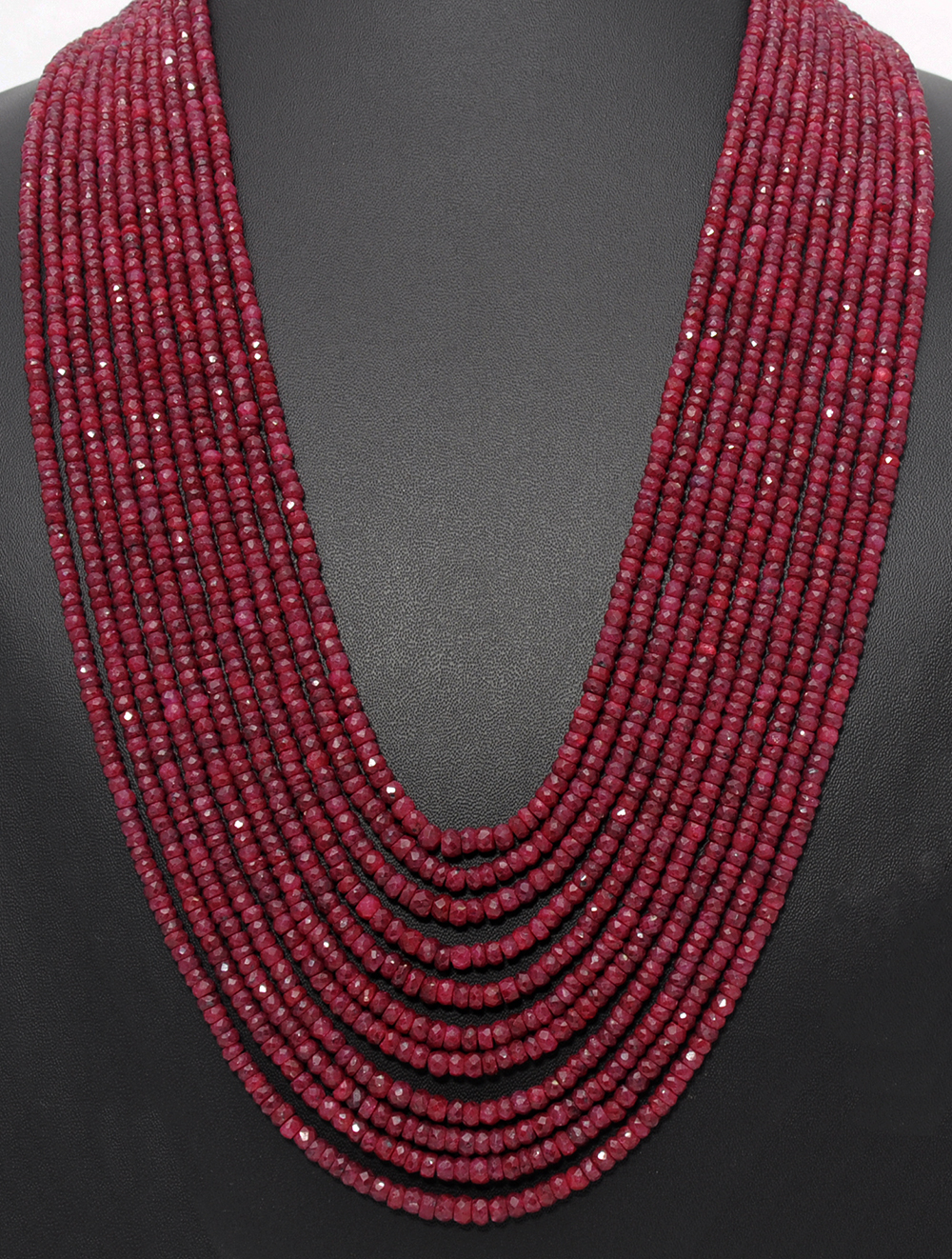 11 Lines African Mines Ruby Gemstone 3- 5 Mm Faceted Bead Necklace