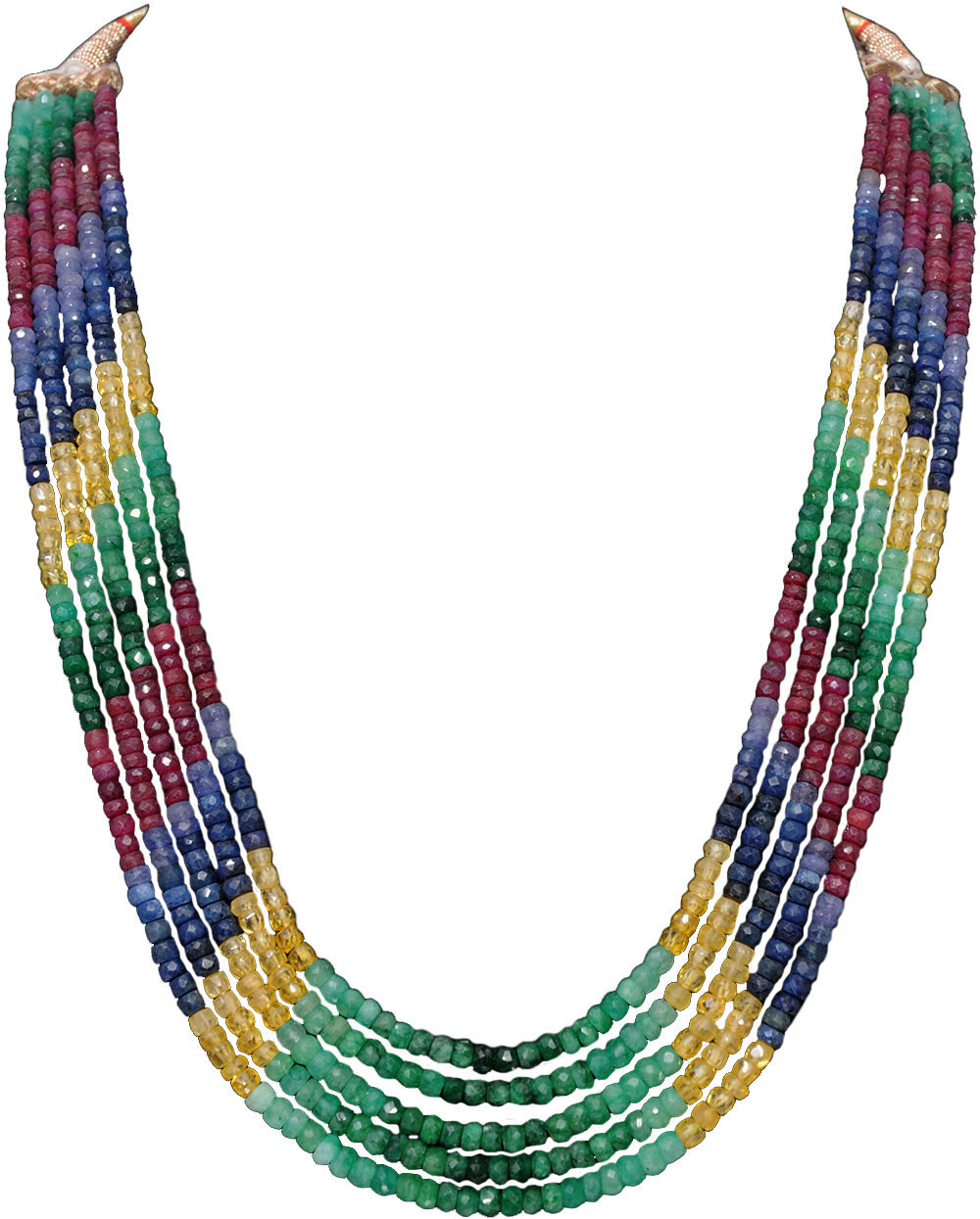 5 Lines 515.5 Carats Multi-Color Precious Gemstone Beaded Necklace