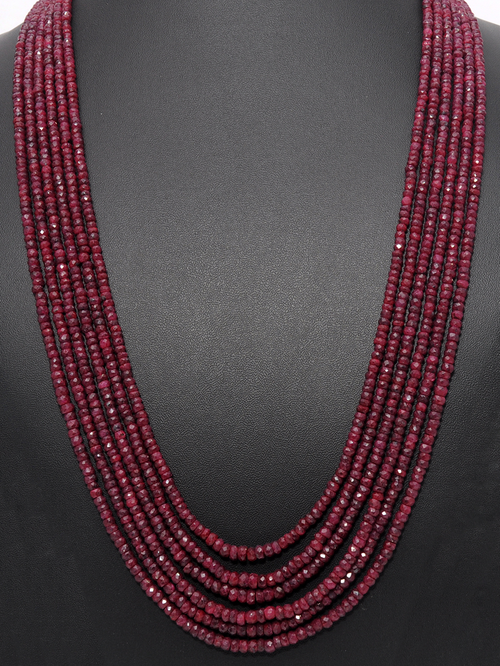6 Lines 638 Carats African Mines Ruby Gemstone Faceted Bead Necklace
