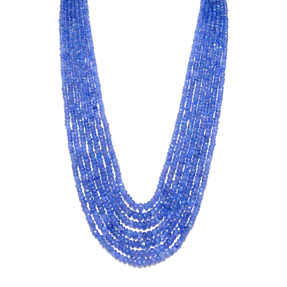 7 Lines Tanzanite Gemstone Faceted Beads Necklace