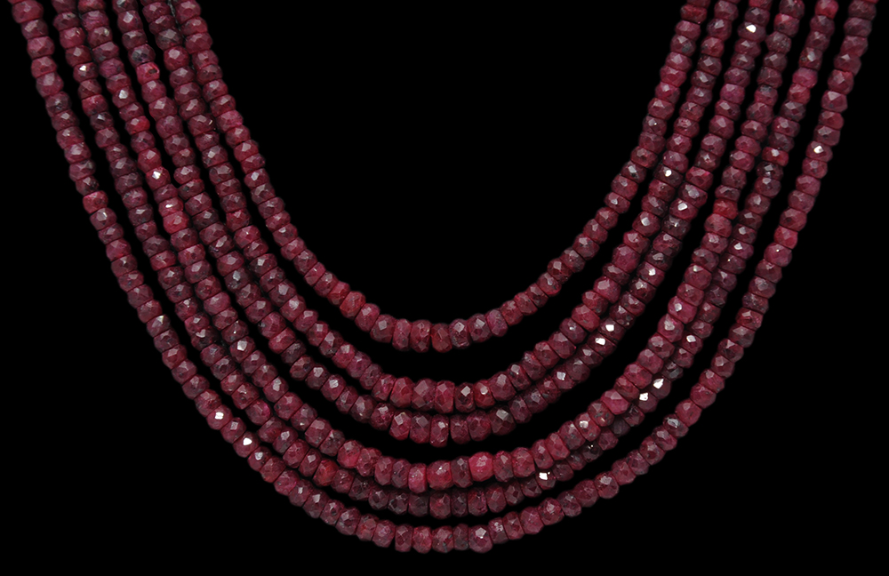 6 Lines 638 Carats African Mines Ruby Gemstone Faceted Bead Necklace - Image 4