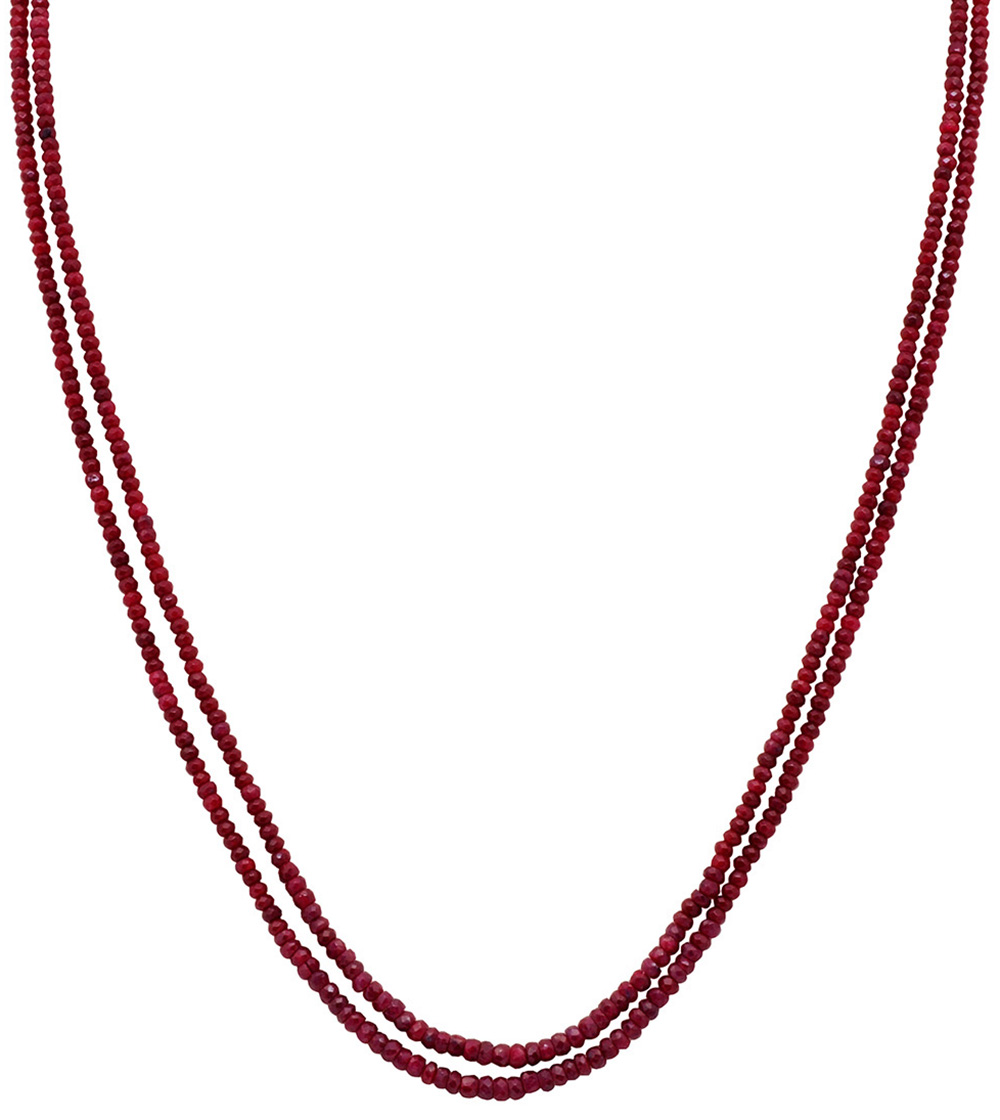 3 Lines 175 Carats Blood Red Color Ruby Gemstone Mm Faceted Bead Necklace