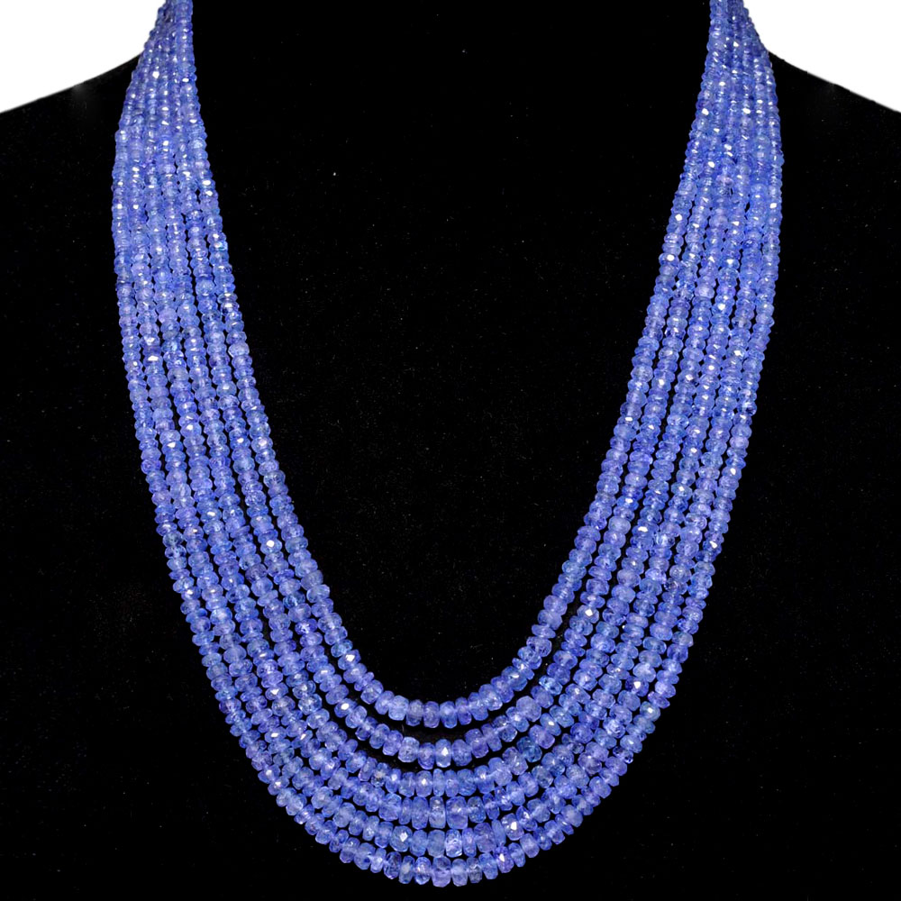 6 Lines Tanzanite Gemstone Faceted Beads Necklace