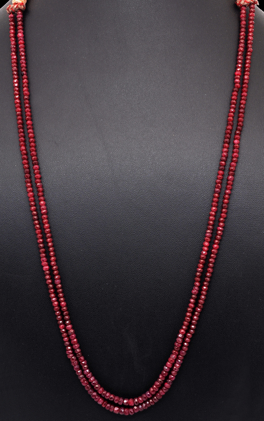 3 Lines 175 Carats Blood Red Color Ruby Gemstone Mm Faceted Bead Necklace