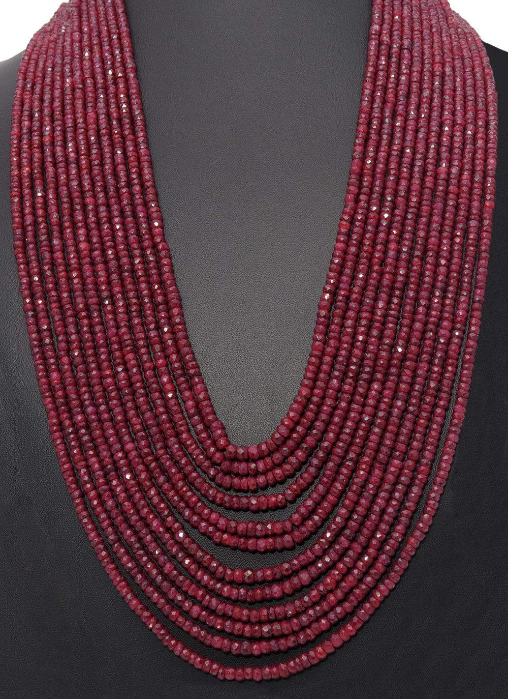 12 Lines Pigeon Blood Red Color Ruby Gemstone Faceted Bead Necklace