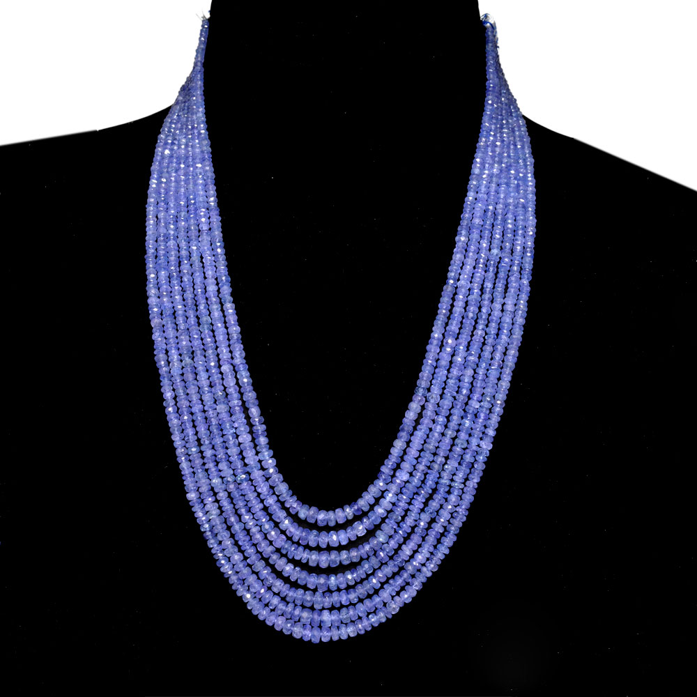 7 Lines Tanzanite Gemstone Faceted Beads Necklace