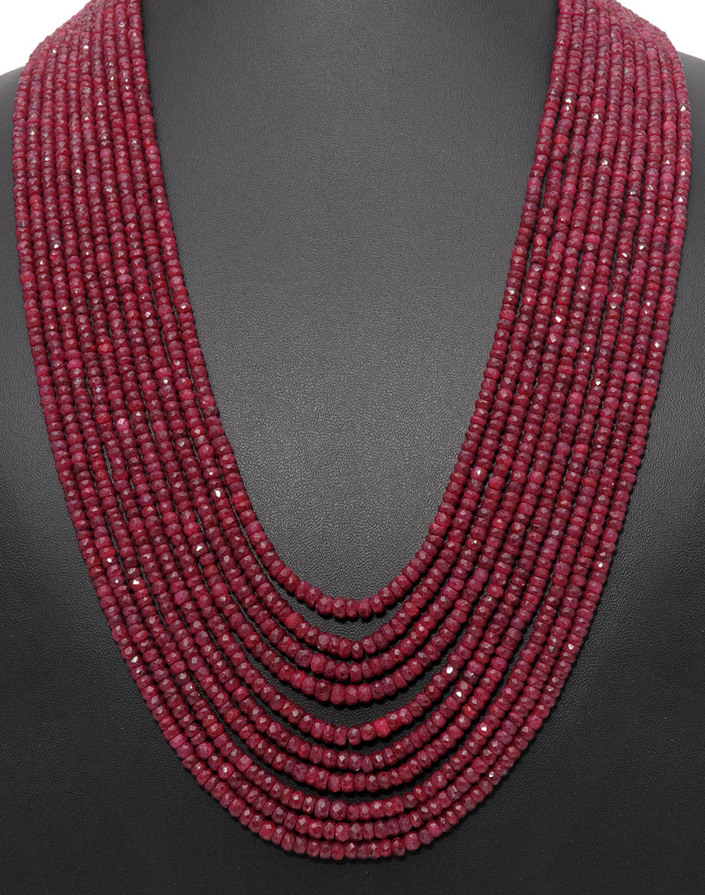 10 Lines Fine Quality African Ruby Gemstone Faceted Bead Necklace