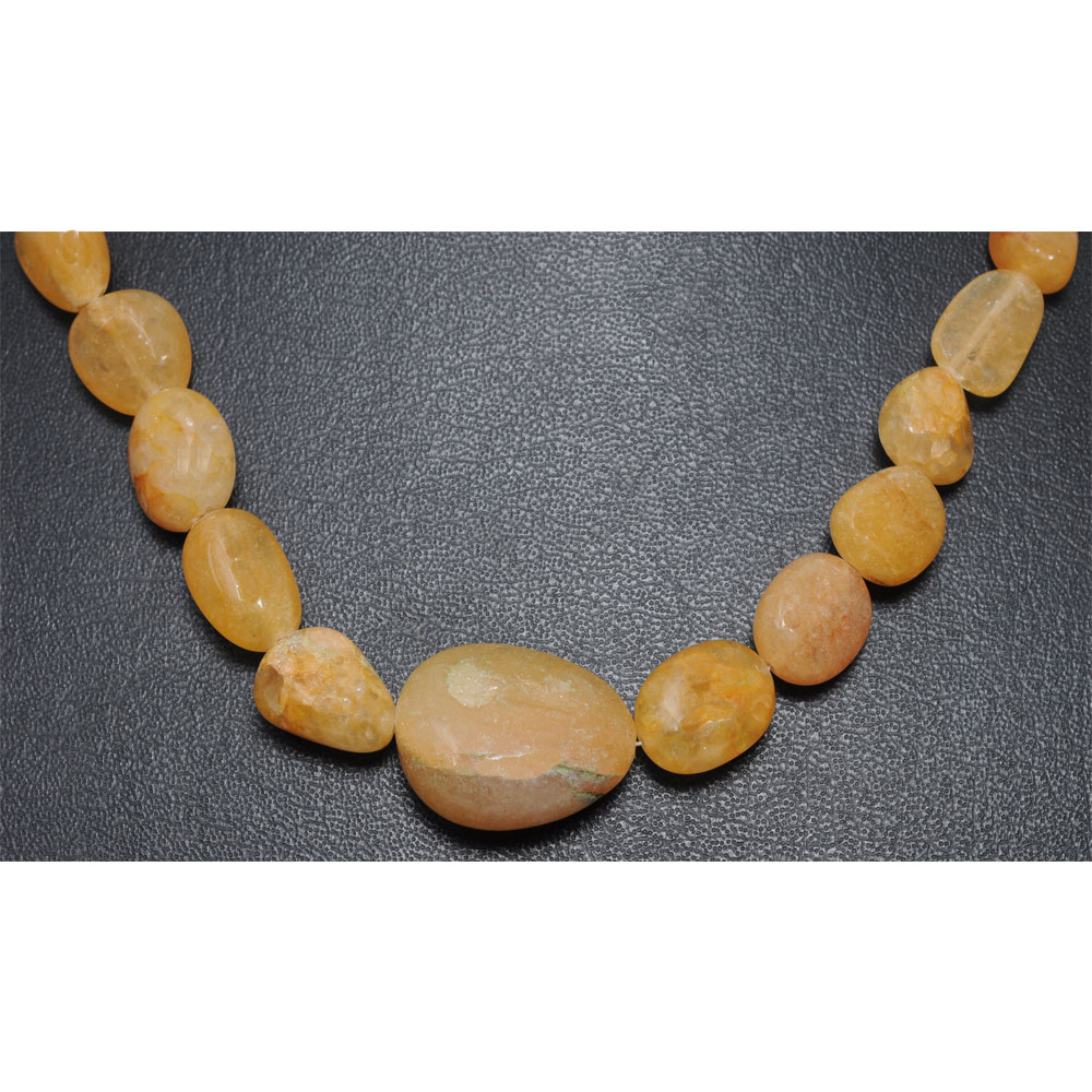 1 Line 211 Carats Yellow Sapphire Tumbles Shaped Bead Necklace - Image 3
