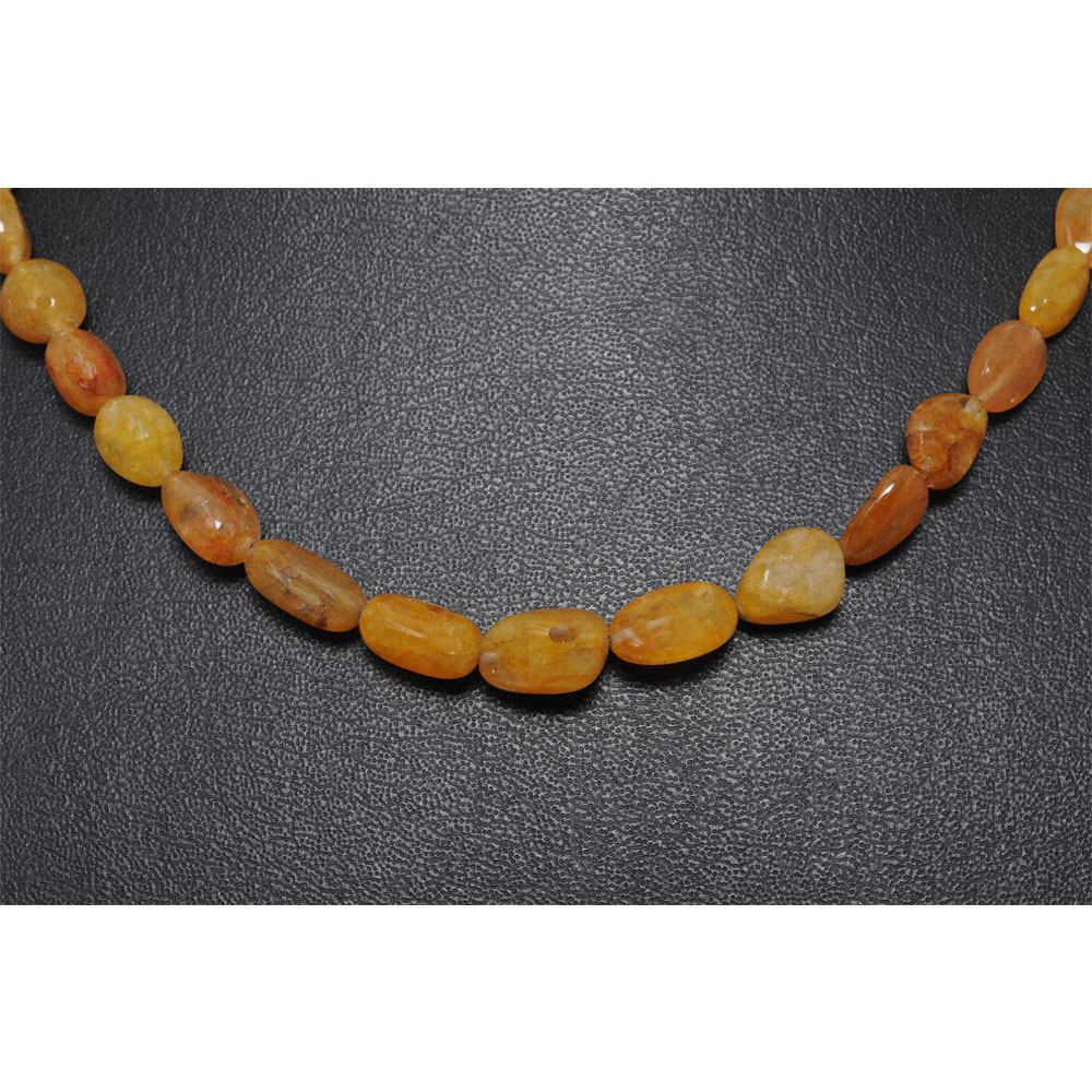 1 Line 119 Carats Yellow Sapphire Tumbles Shaped Bead Necklace - Image 3