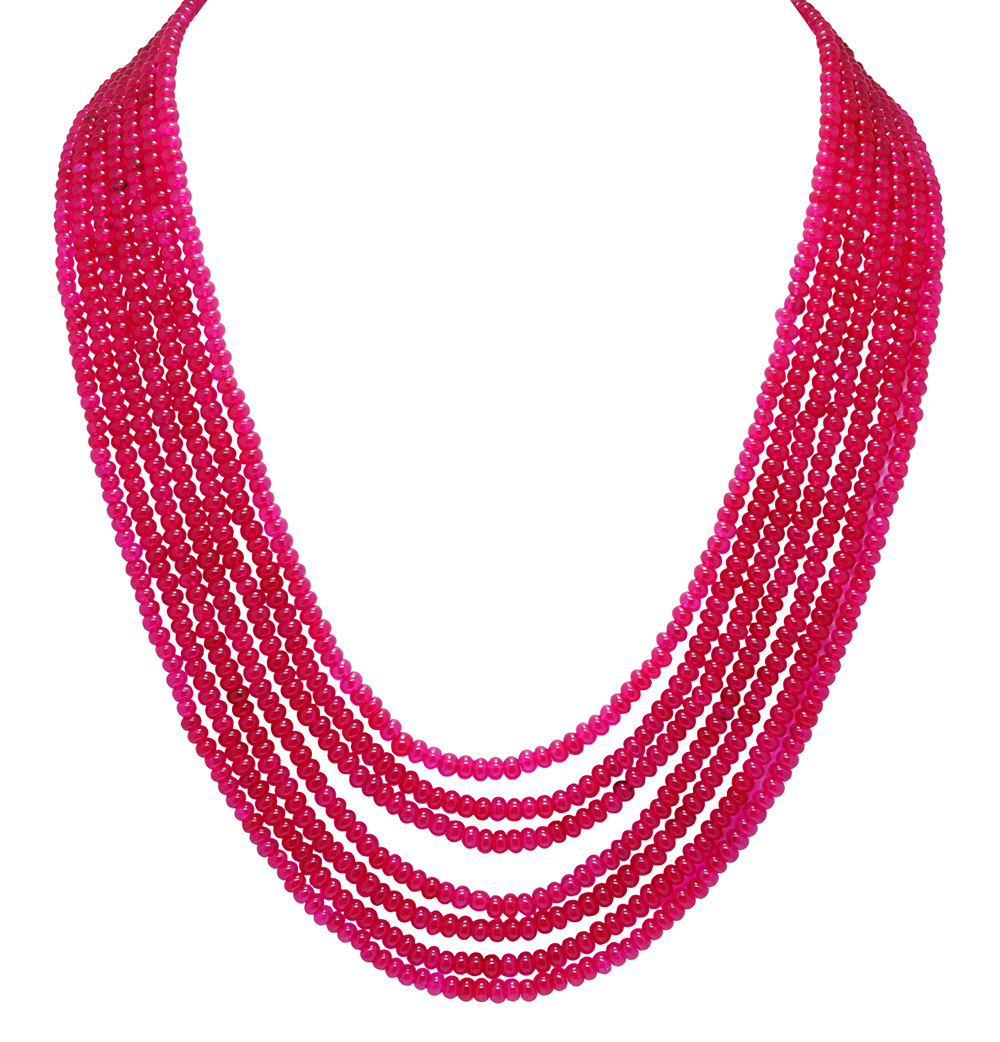 7 Rows Of Necklace Ruby Gemstone Beads