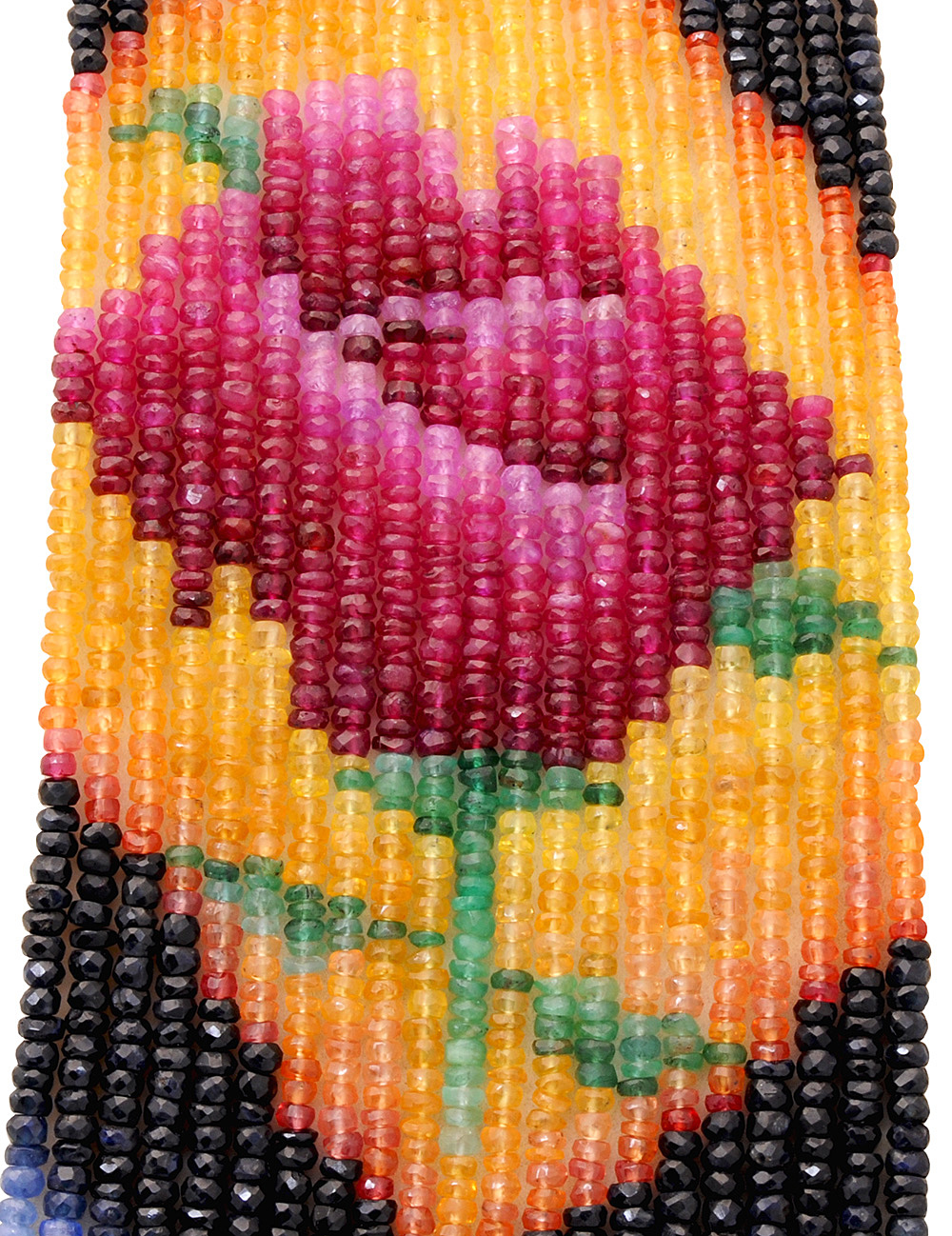 21 Lines 1727 Carats Ruby Emerald Sapphire Precious Gemstone Necklace - Image 5