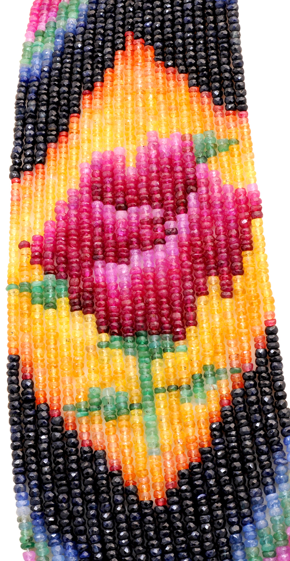 21 Lines 1727 Carats Ruby Emerald Sapphire Precious Gemstone Necklace - Image 4