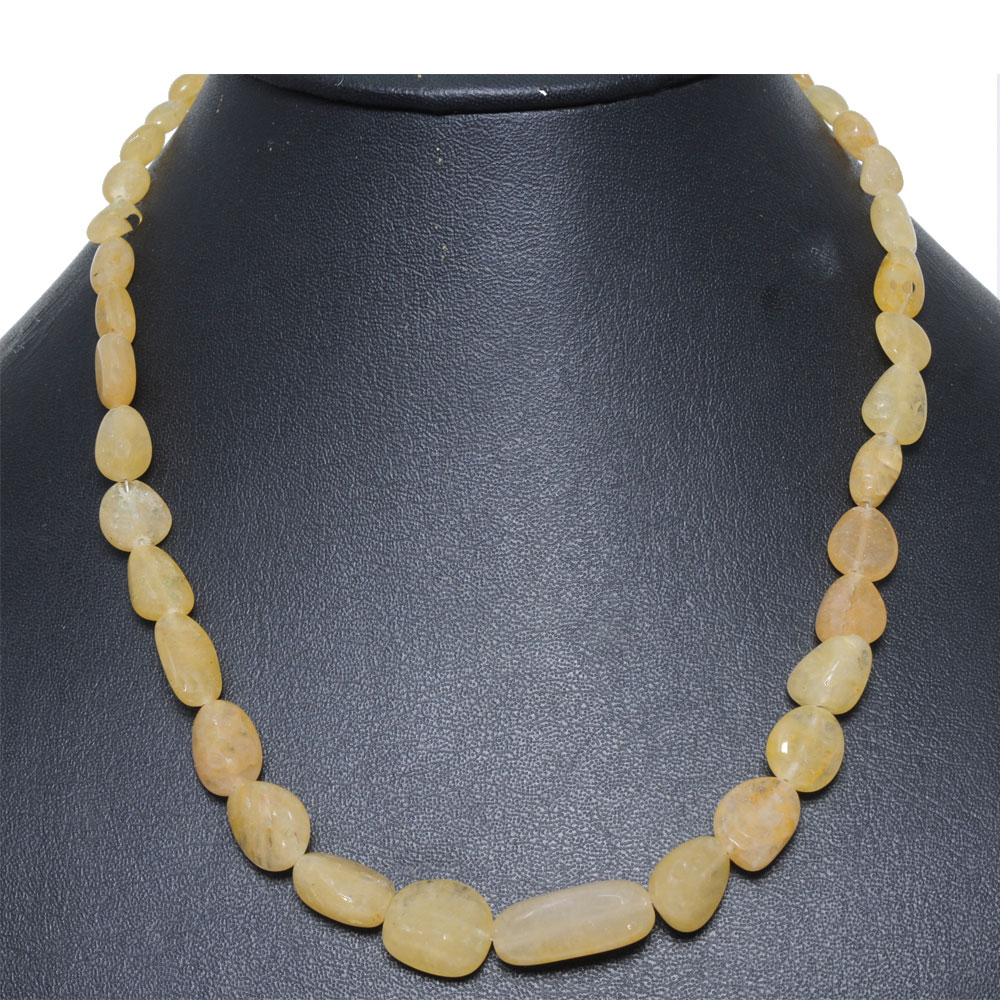 1 Line Yellow Sapphire 6X3-22X9 Mm Tumbles Shaped Bead Necklace
