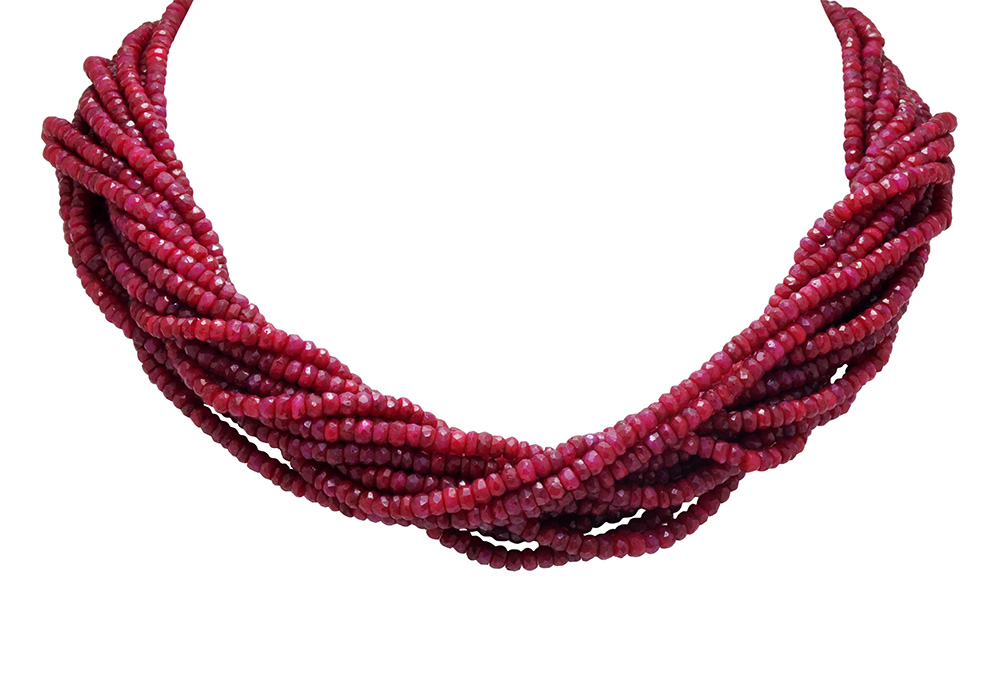 14 Rows Of Ruby Gemstone Faceted Beads