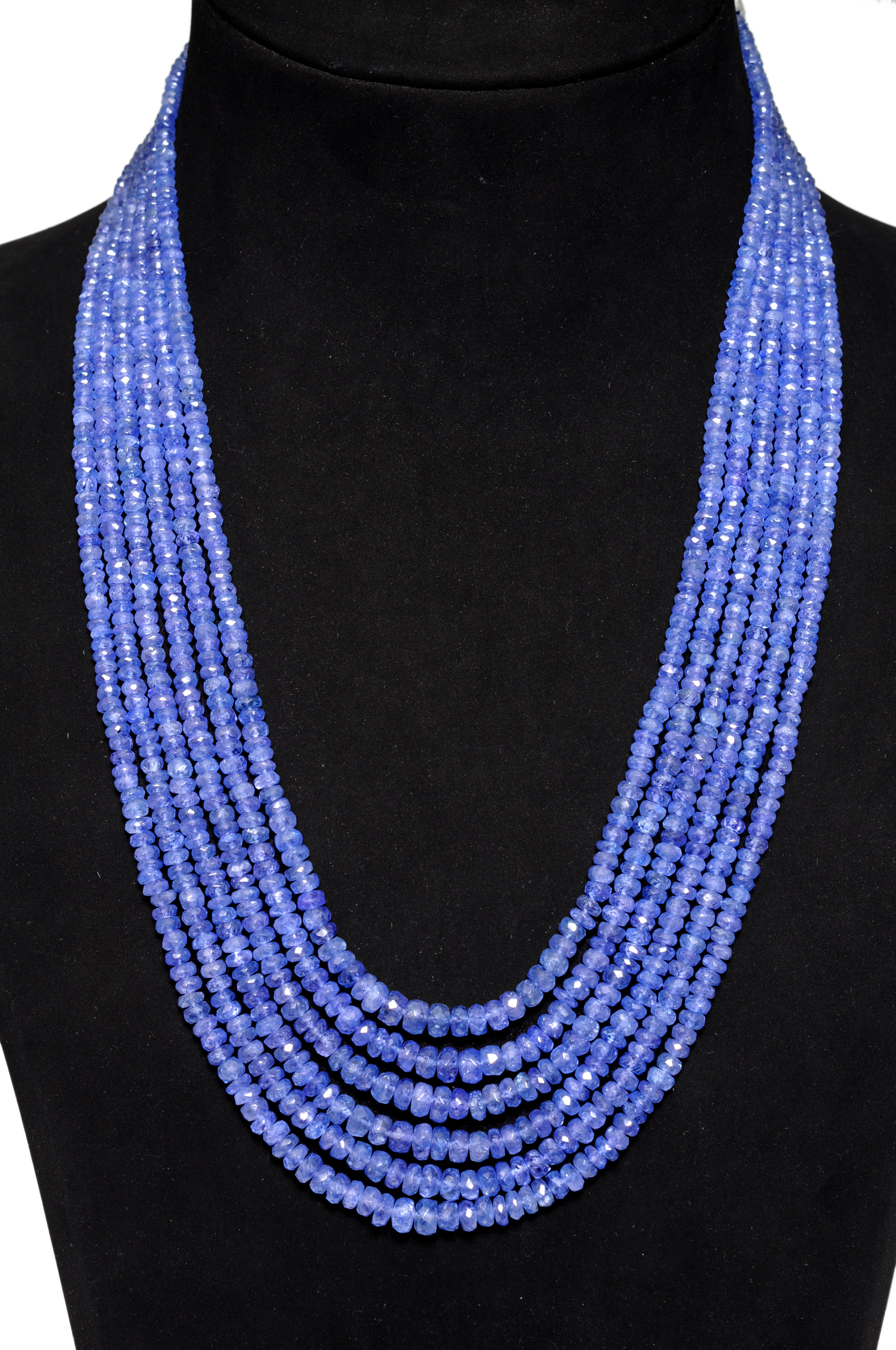 6 Lines 540 Caratss Tanzanite Gemstone Faceted Beads Necklace