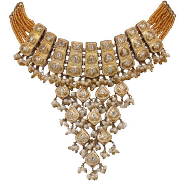 Golden & White Color Traditional Lacquer Necklace & Earring Set