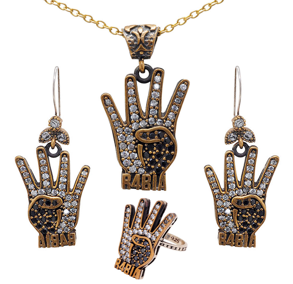 R4BIA, Rabaa or Rabbi’ah Spinel & Topaz Studded Ring Pendant & Earrings