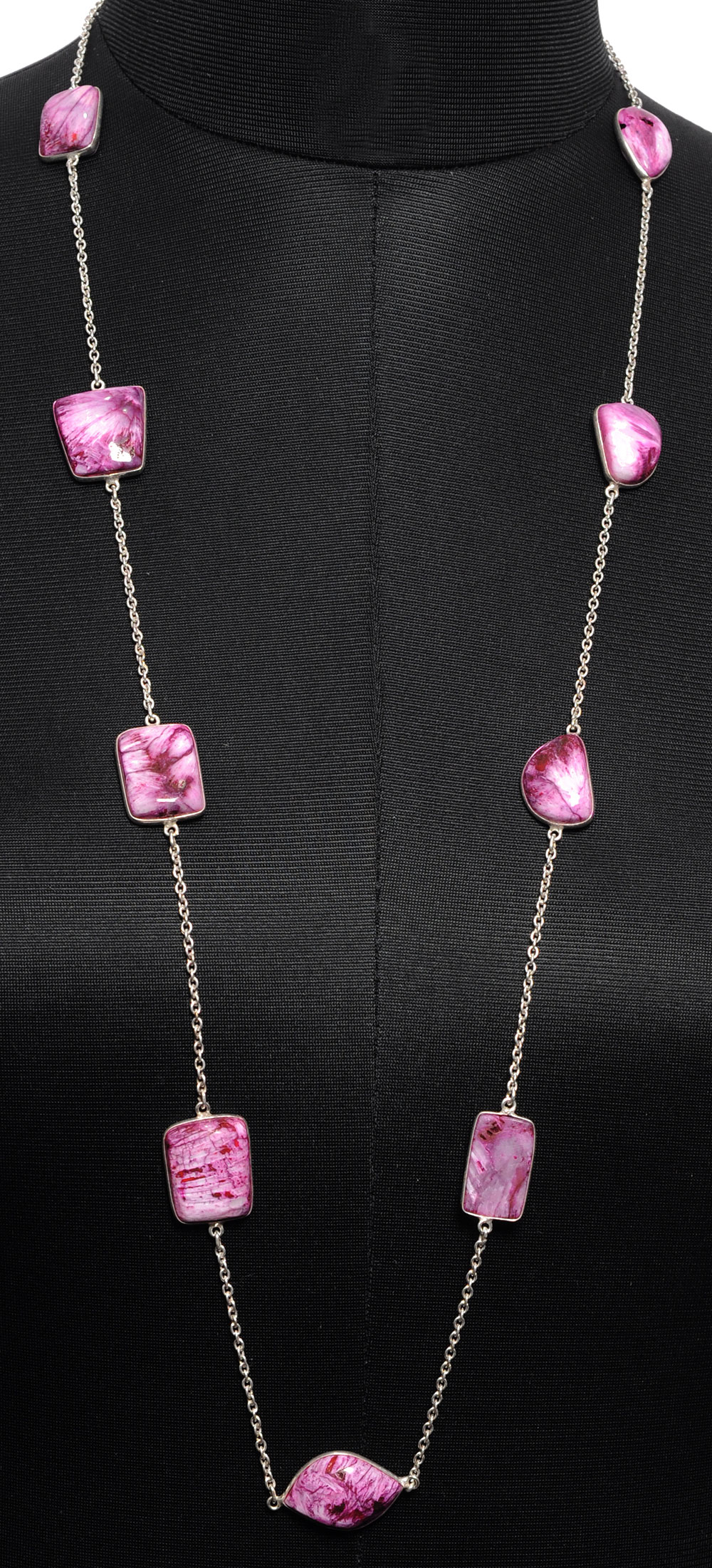 Pink Chalcedony Color Chain In . Sterling Silver Overlay