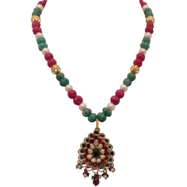 Pearl & Multi Color Stone Studded Pacchi Pendant