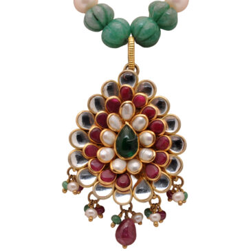 Pearl & Multi Color Stone Studded Pacchi Pendant