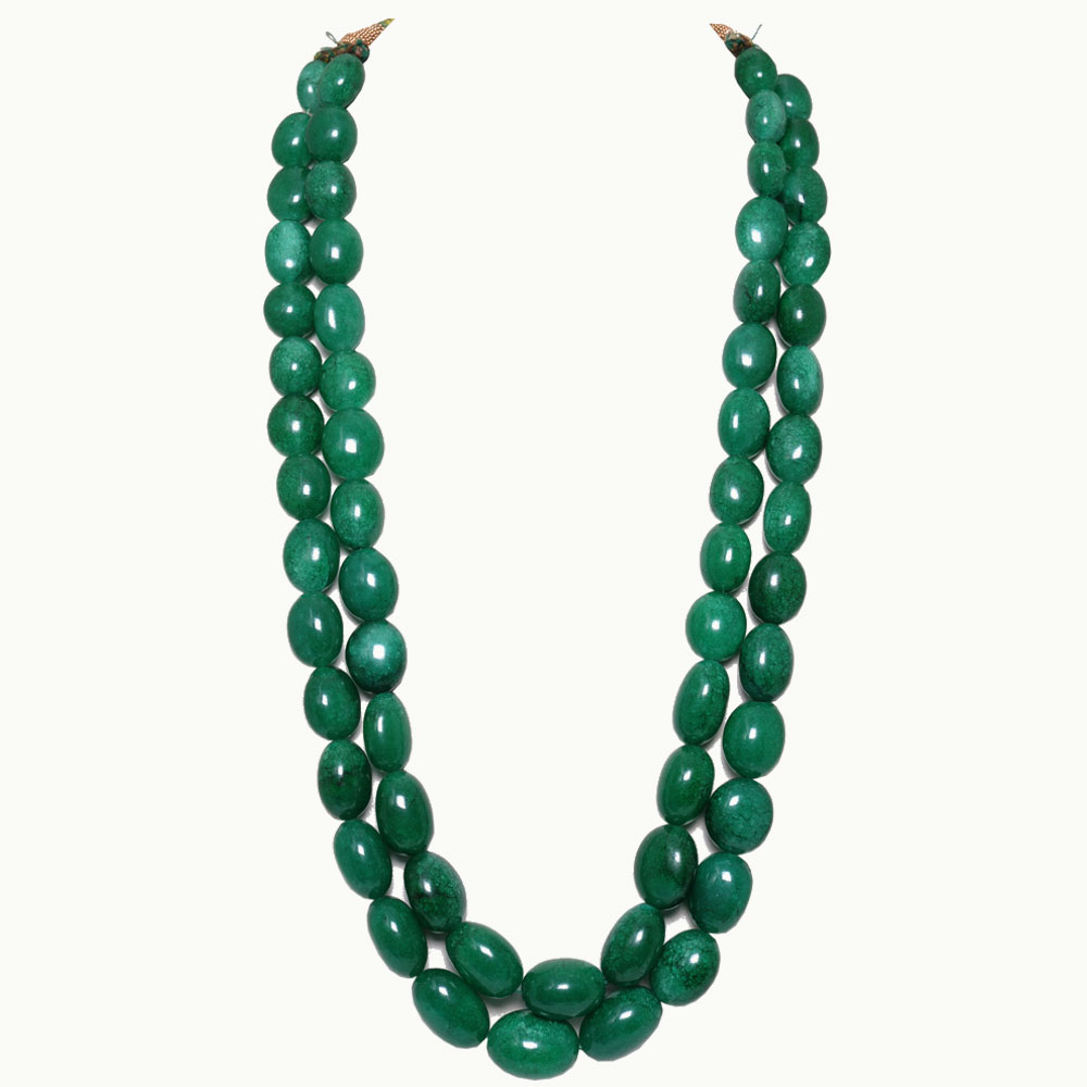 2 Lines 1532 Carats Emerald Gemstone Necklace Beads Necklace