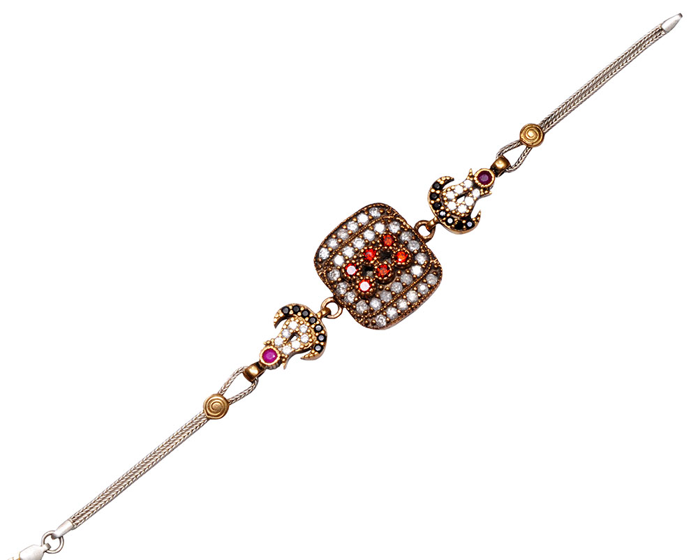 Garnet Ruby Spinel & Topaz Gemstone Studded Silver Bracelet