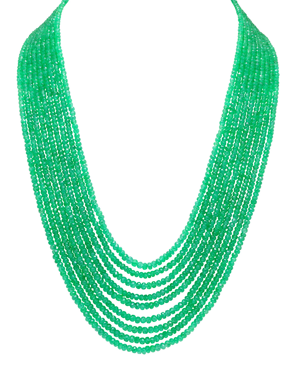 9 Rows Of Necklace Emerald Gemstone Beads