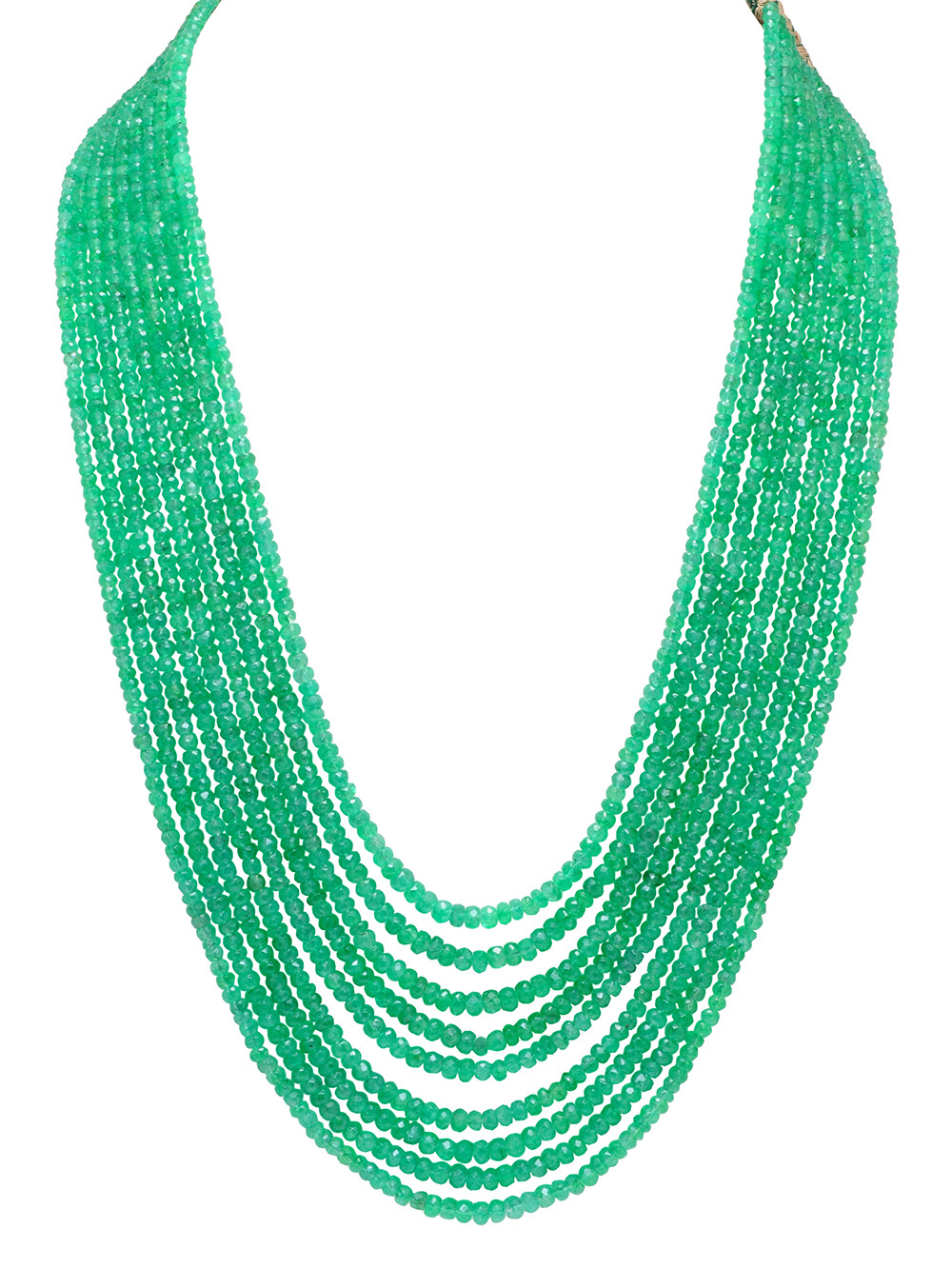 9 Rows Of Necklace Emerald Gemstone Beads